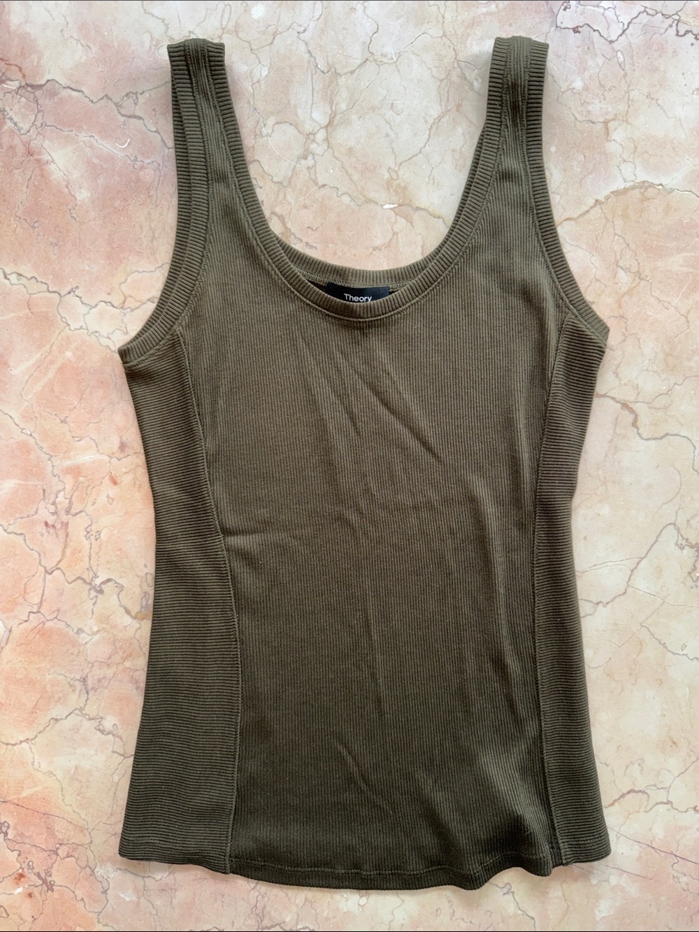 BRAND NEW THEORY tank top shirt blouse size small ribbed olive green unworn